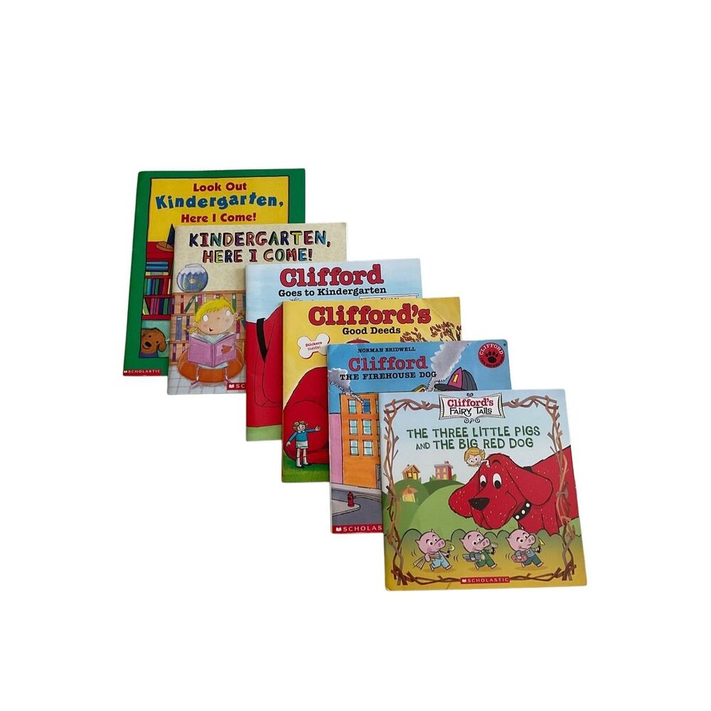 Scholastic Kindergarten Clifford Big Red Dog 6 Book Bundle Paperback‎ Set